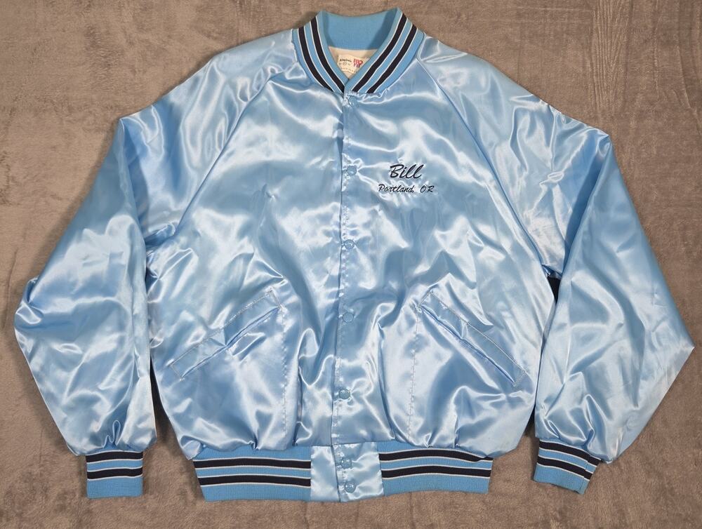 Vintage Powder Blue XL Satin Bomber Jacket –King Louie Pro B.P.O.E. Elks Lodge
